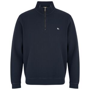Burberry Men's Cotton Quarter Zip Pullover Sweatshirt Navy Blue XL